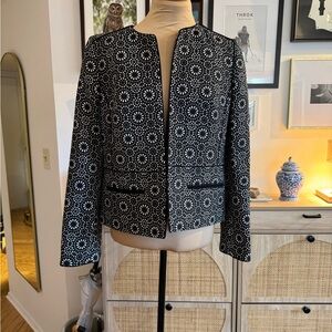 Nine West Black and White Geometric Blazer
